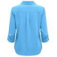 thumbnail image 6 of Curuila Long Sleeve Shirts For Women Lapel Button Down Solid Color Breathable T Shirt Sky Blue Size S, 6 of 6