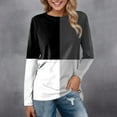 thumbnail image 2 of POINTERTECK Femmes Quotidien Tops Imprimer Manches Longues Confortable Couleur Bloc Chemisier Casual Manches Longues Tunique Col Rond Pull-Over Chemises, 2 of 4