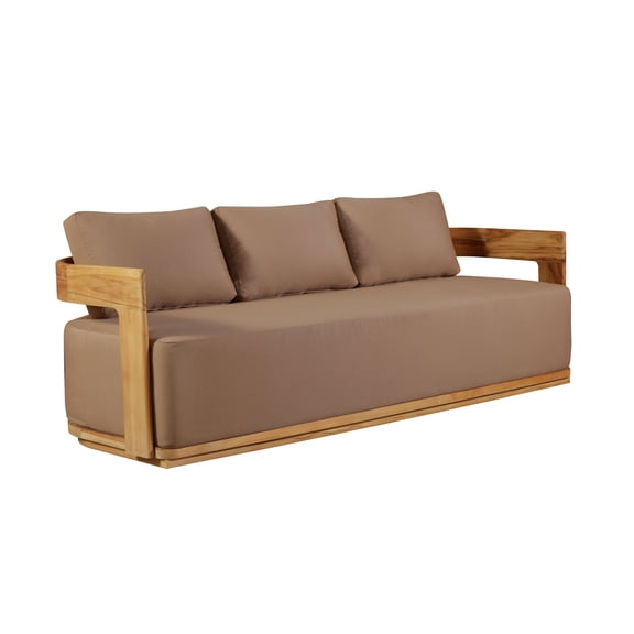 Crafters and Weavers Eclipse Outdoor Solid Teak Wood Sofa in Light Brown