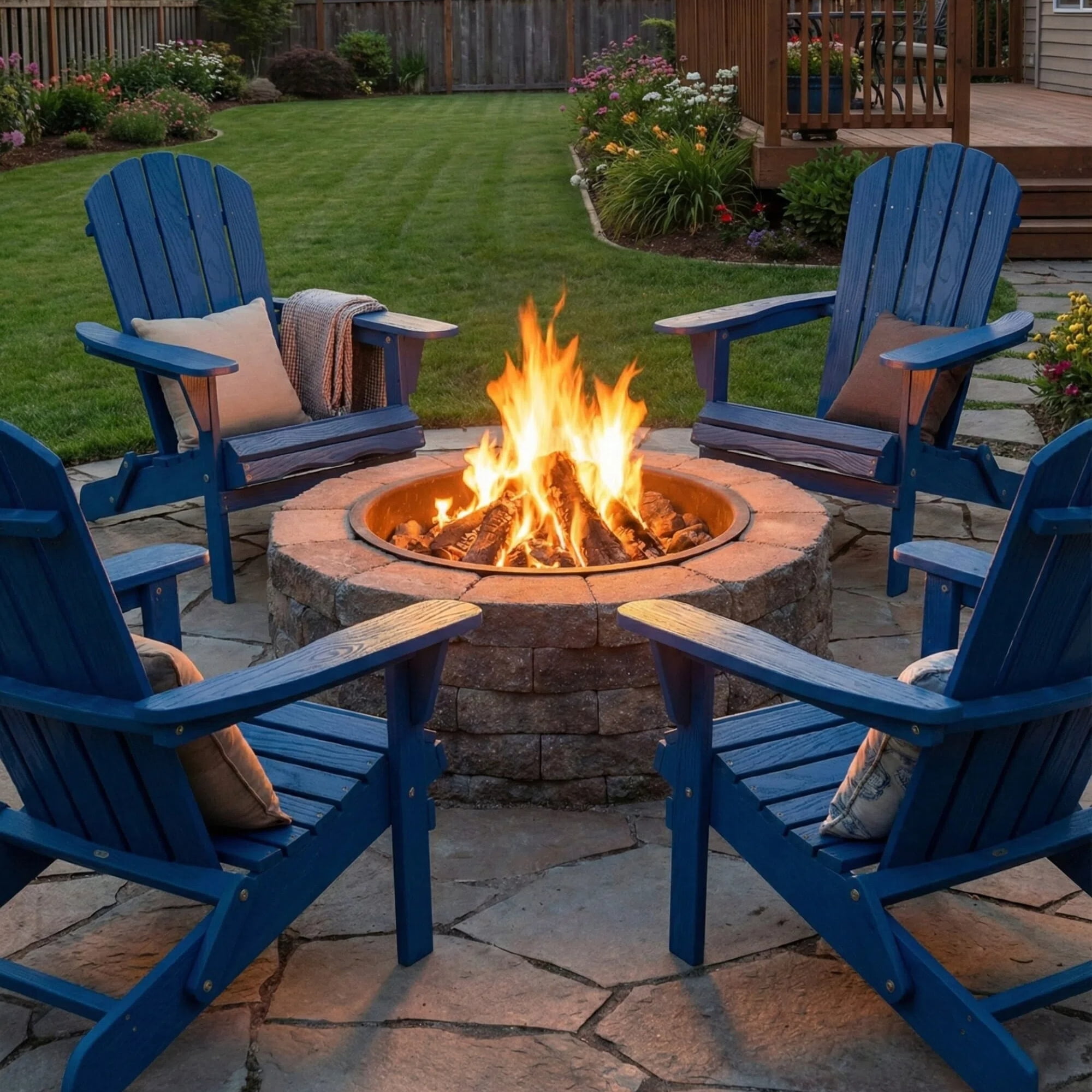 JXXRZ Wooden Folding Adirondack Chairs – Solid Cedar Outdoor Patio