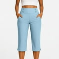 thumbnail image 7 of YDDIAN Capris for Women Plus Size Summer Stretch High Waisted Capri Pants Cropped Business Work Pants Casual Petite Slacks Yoga Pants with Pockets Light Blue XXL, 7 of 7