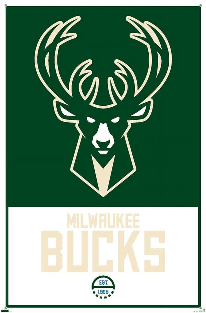 NBA Milwaukee Bucks - Logo 21 Wall Poster with Push Pins, 22.375" x 34"