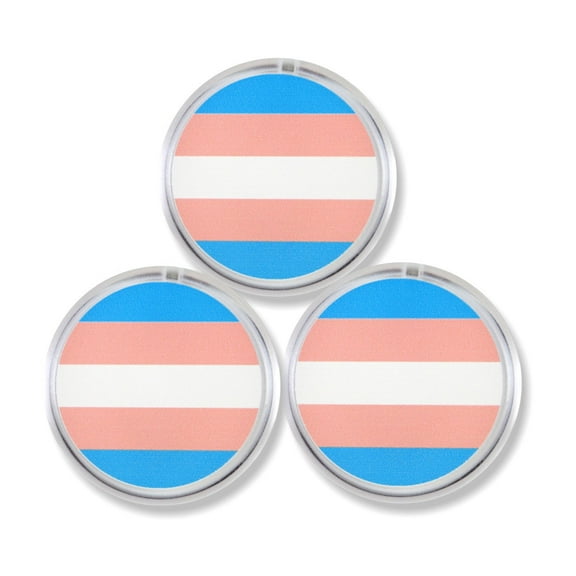 3 Pack - LGBTQ  Transgender Pride Flag Light Up / Blinking Pinback Button - 2 Inch