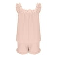 thumbnail image 6 of APEXFWDT Womens Lounge Set Ruffle Trim Pajama Set Sleepshorts + Scoop Neck Tank PJs Sleepwear for Morning Coffee XXL,Pink, 6 of 7