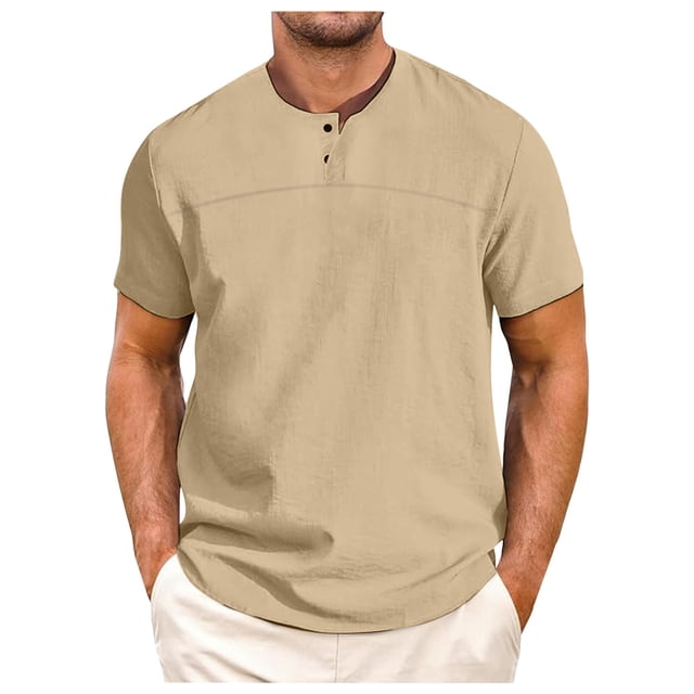 HBFAGFB T-Shirts pour Hommes Manches Courtes Col Rond Vêtements d'Été Usage Quotidien Kaki Taille m