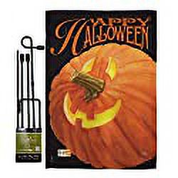 Breeze Decor BD-HO-GS-112057-IP-BO-D-US12-AM 13 x 18.5 in. Jack O Lantern Fall Halloween Vertical Double Sided Mini Garden Flag Set with Banner Pole - image 2 of 3