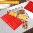 thumbnail image 4 of 2 Pcs Moules à Gaufres en Silicone, Moules de Cuisson Antiadhésifs pour Gaufres Muffins Chocolat Rouge, 4 of 8