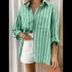 thumbnail image 5 of Camisa de Larga Clásica para Mujer, Blusa Informal de Larga con Botones y Corte Clásico. Verde M, 5 of 8