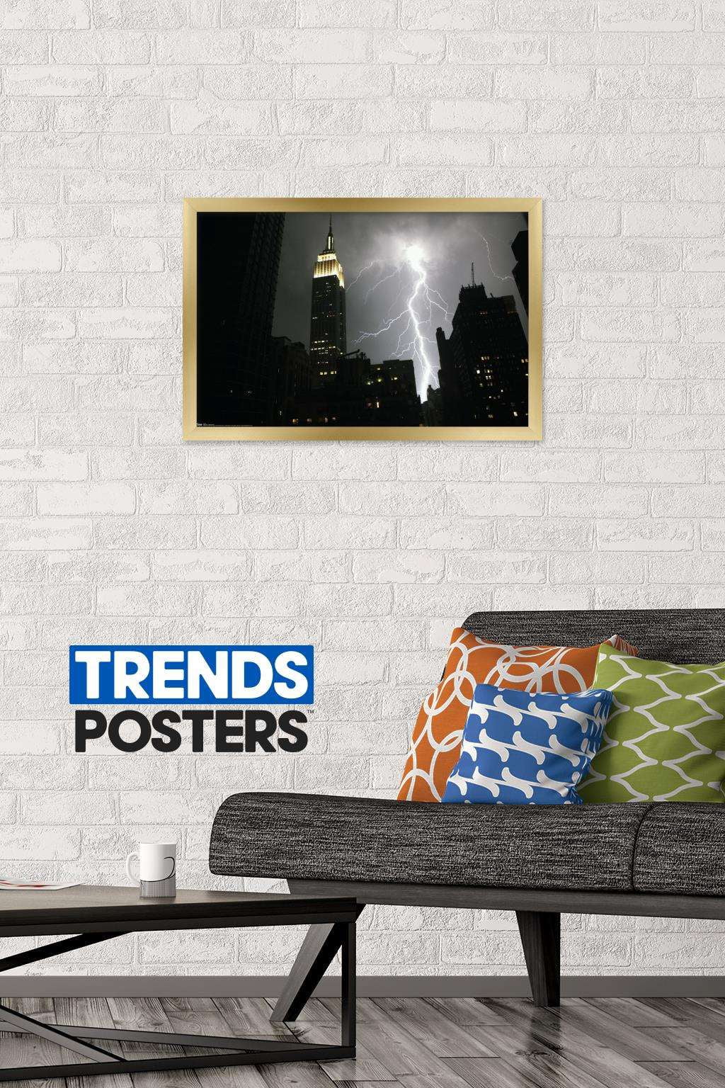 New York City - Lightning Storm Wall Poster, 14.725" x 22.375", Framed
