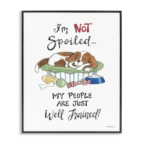 Stupell Industries Not Spoiled Well Trained Animals Painting Black Framed Art Print Wall Art, 11 x 14