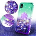 thumbnail image 5 of SOGA Cover Compatible for Samsung Galaxy A10e Case, Liquid Floating Quicksand Case with Diamond Ring Stand for Magnetic Car Mount - Purple on Green, 5 of 5