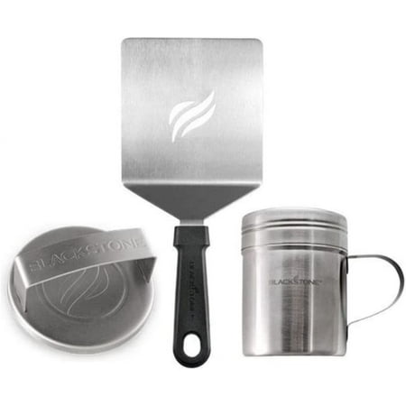 Blackstone Products 8066393 Stainless Steel Press & Sear Burger Kit44; Black & Silver - 3 Piece