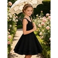 thumbnail image 3 of Aideaone Girls Sleeveless Square Neck Dress Ruched Waist A Line Church Party Style for Tweens Teens 7-16, 3 of 9