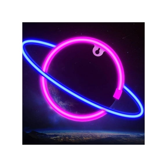 Planet Neon Signs Light for Wall Decoration Multicolour,USB or Battery Powered Neon Wall Decoration,for Bedroom,Kids Room,Game Room Decor Led Sign for Teen (Blue/Pink)