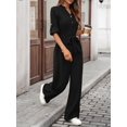 thumbnail image 4 of Womens Jumpsuits Long Sleeve V Neck Dressy Casual Wide Leg Pants Romper 2025 Autumn Outfits Black XL, 4 of 8