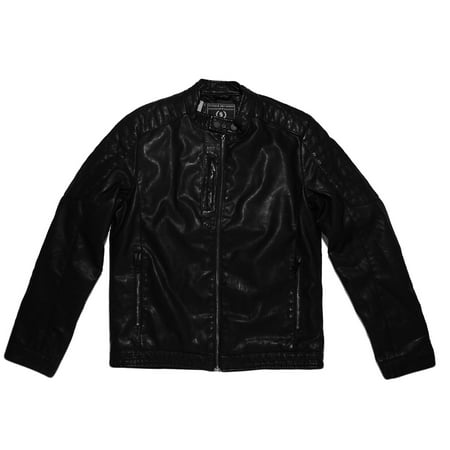 Alta Men's Motorcycle Faux Leather Jacket Quilted Lining Zip Up Outerwear