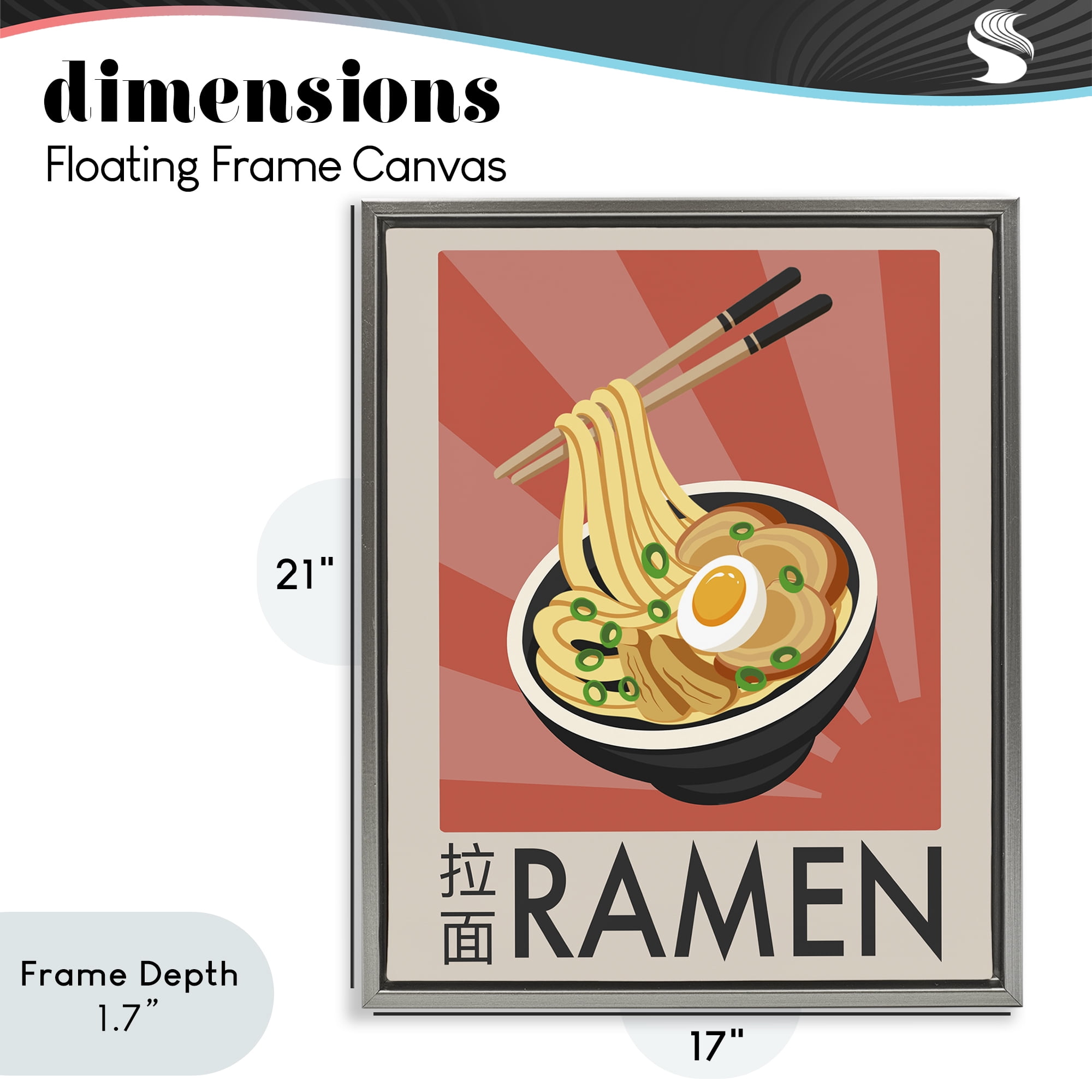 Stupell Industries Iconic Ramen Poster Gray Framed Floater Canvas Wall Art, design by Marcus Prime