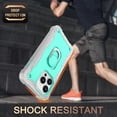 thumbnail image 2 of Phone Case for iPhone 14 Pro Max, 3 In 1 Cover with Ring Holder Kickstand Hybrid Shockproof Military Grade Protective Hard PC Soft Silicone Case for iPhone 14 Pro Max for Women Men, Gray/Mint, 2 of 5
