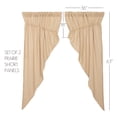 thumbnail image 7 of VHC Brands Burlap Vintage Beige Farmhouse Decor Country Curtains Rod Pocket Drawstring Short Prairie Panel Pair 63 inches, Tan, 7 of 7