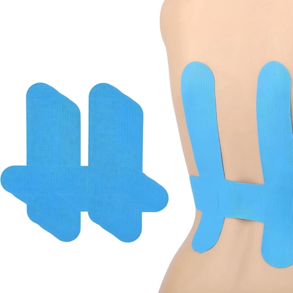 OITY 12Pcs Kinesiology Tape for Lower Back, Breathable & Waterproof Sports Tape Precut Strips Cotton Elastic Athletic Sticker for Muscle Support (Blue)