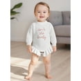 thumbnail image 4 of BemeyourBBs Baby Girl Sweater Romper Spring Fall Winter Clothes Letter Embroidery Round Neck Long Sleeve Ruffled Knit Jumpsuit, 4 of 9