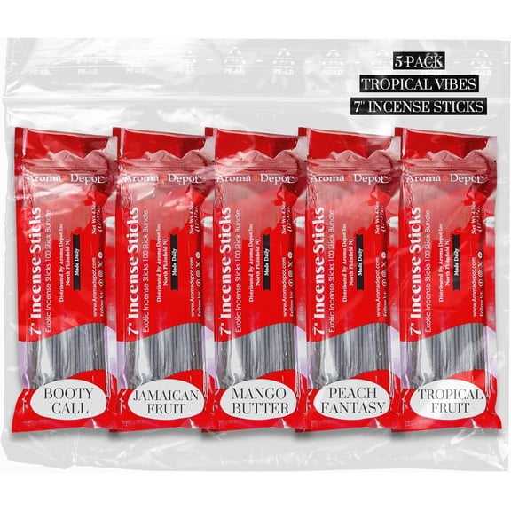 Aroma Depot 7'' Tropical Vibes Variety Set – Hand-Dipped Charcoal Incense for Home Fragrance