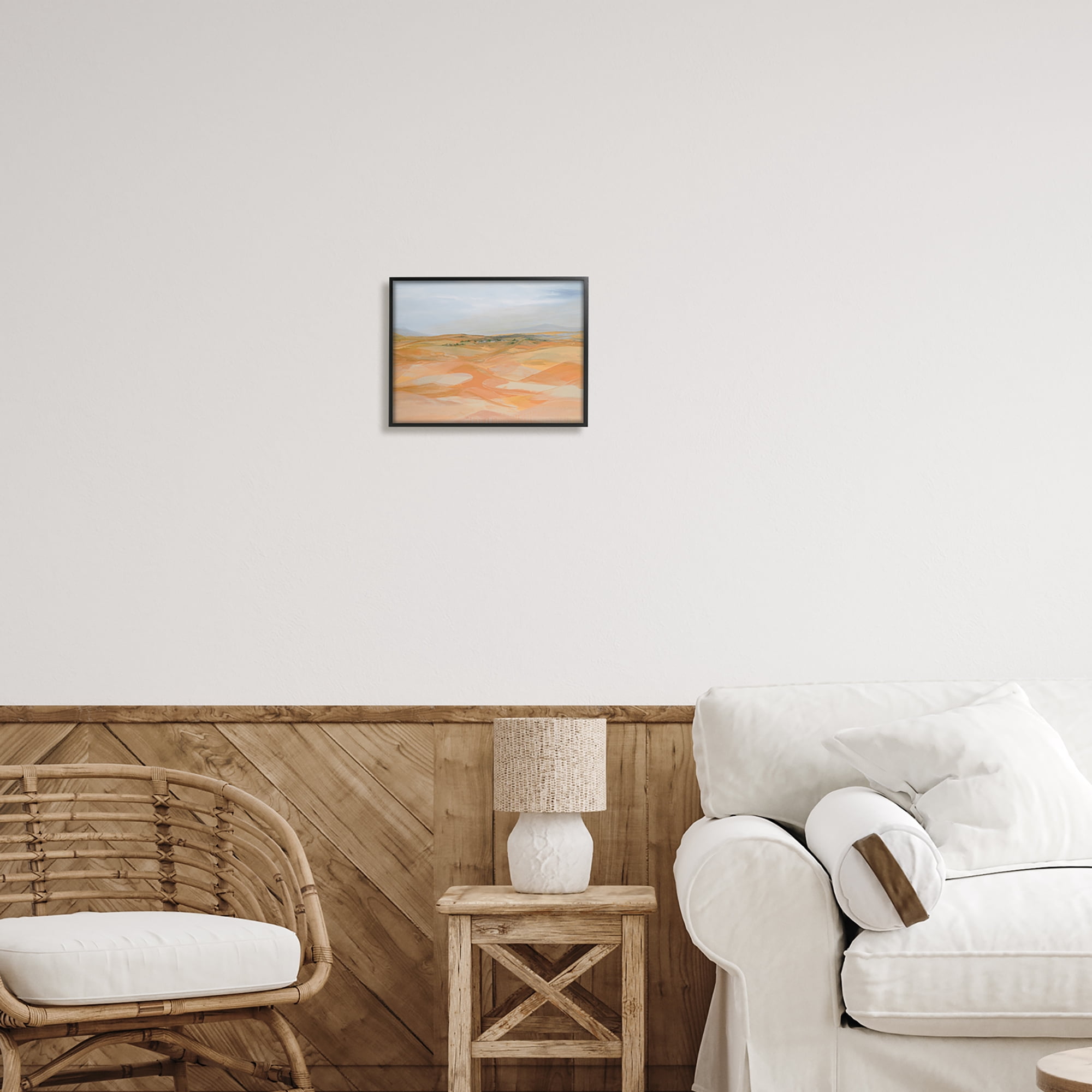 Stupell Industries Abstract Desert Dunes Nature Painting Black Framed Art Print Wall Art, 14 x 11