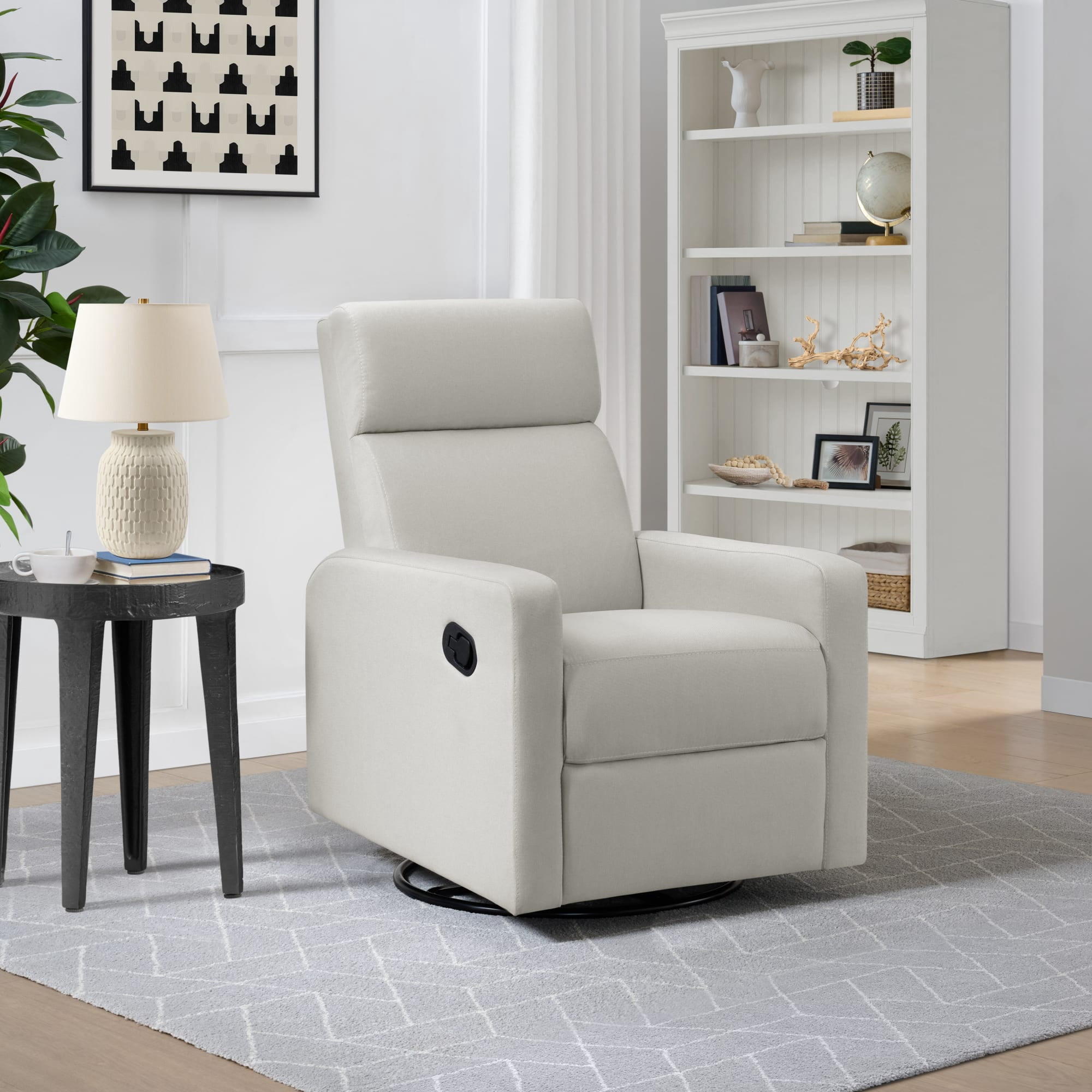 Oxford Baby Layton Upholstered Glider Recliner Rocking Chair 360° Swivel for Nursery and Living Room – Oatmeal​