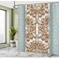 thumbnail image 5 of Ambesonne Boho Shower Curtain, Vintage Diamonds Retro, 69"Wx75"L, Teal and Tan, 5 of 5