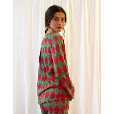 

Leveret Womens Two Piece Cotton Pajamas Argile Red & Green XL