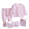 thumbnail image 2 of 5PCS Newborn 0-3 Months Boys Girls Baby Cotton Clothes Tops Hat Pants Suit Outfit Sets Infant Boys Girls Baby Outfit Sets, 2 of 8