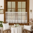 thumbnail image 3 of Faty-T 1 Panel White Lace Sheer Valances for Windows Farmhouse Floral Embroidered Rod Pocket Small Semi Sheer Window Curtains Treatment for Bedroom,Living Room,Kitchen,Basement,Cafe, 3 of 6