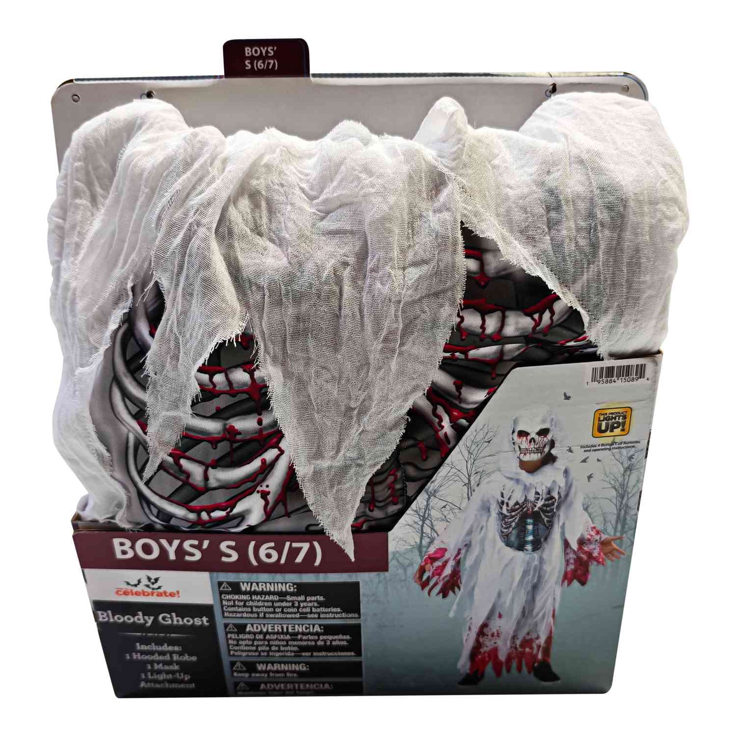 Light-Up Bloody Ghost Halloween Costume for Children, Boy's Size L (10/12), by Way to Celebrate