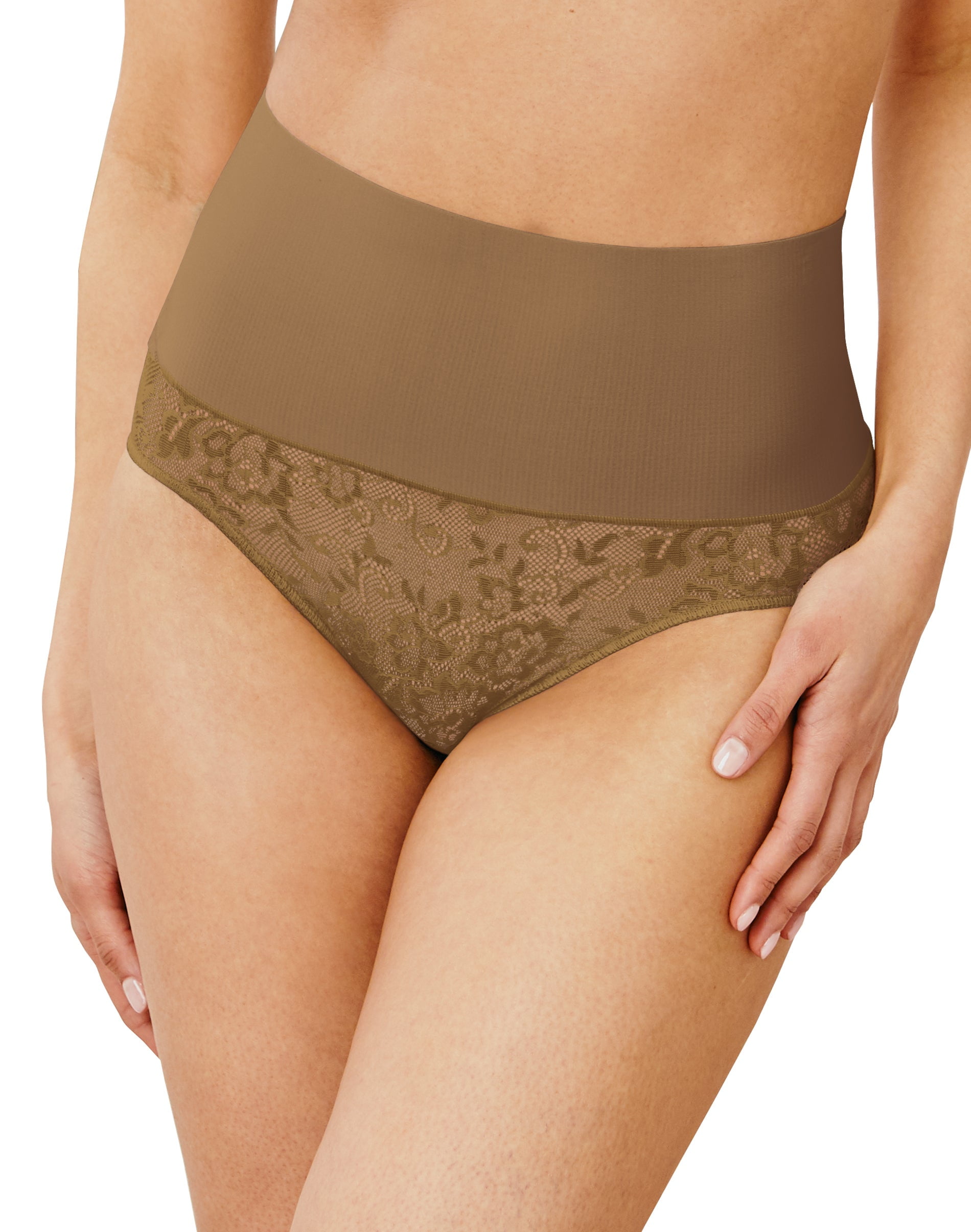 Maidenform Womens Tame Your Tummy Brief, M, Caramel Swing Lace
