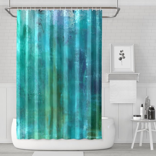 Ensemble de Rideau de Douche avec Doublure à Boutons-Pression, Galerie d'Art Vintage Bleu Marine (1) Rideaux de Douche Doublure de Douche Réutilisable, Rideau de Bain Simple en Polyester, 72x72 Pouces