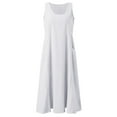 thumbnail image 4 of GHSOHS Graduation Dress Cute Work Dresses for Women 2024 Long Cotton Linen Dress Summer Sleeveless Elegant Flowy Dresses Plus Size Loose Comfy Dress with Pockets Formal Dress Casual Loose ,5XL, 4 of 5