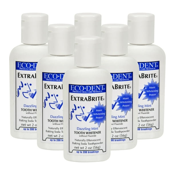 EcoDent ExtraBrite Tooth Powder, Fluoride Free, Dazzling Mint 2 oz ( 6