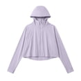 thumbnail image 6 of Sexlip Women Full Face Cover Hooded Sun Protection Jacket Full Zip Long Sleeve Cropped Ice Silk Lightweight Breathable Outdoor Cycling Fishing Outer Coat With Thumb Holes Purple Free Size, 6 of 6