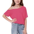 thumbnail image 2 of Agkizg Girls One Shoulder T-Shirt Casual Cute Short Sleeve Top for Kids Summer Tee, Sizes 11-12 Years, 2 of 6