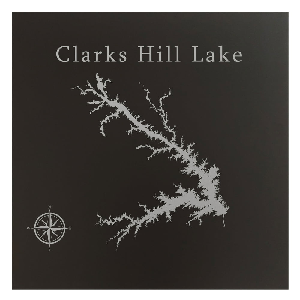 Clarks Hill Lake J. Strom Thurmond Reservoir 12x12" Matte Black