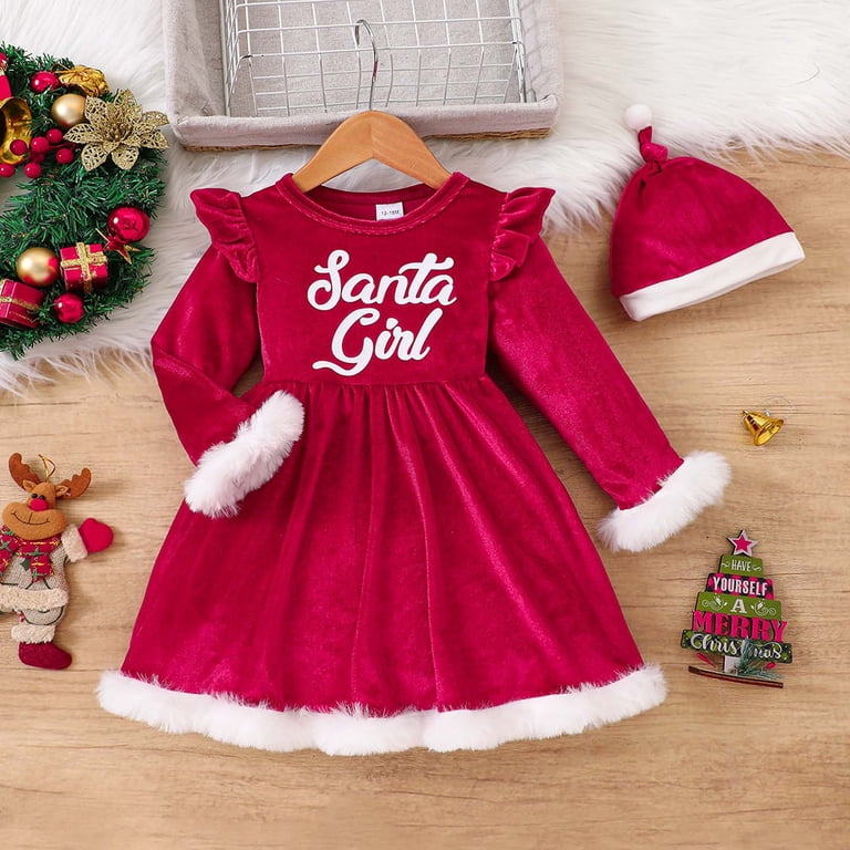 white christmas dresses Girls' Christmas Party Twirl Dress – Little Stocking Company main image 0
