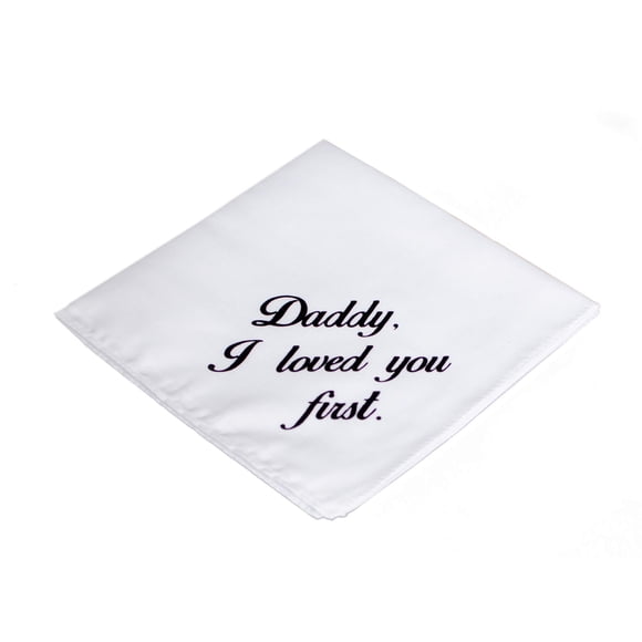 Wedding Tokens Daddy Wedding Handkerchief- Father of The Bride Wedding Handkerchief- Daddy I Loved You First