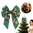 thumbnail image 4 of Festive Multi Loop Ribbon Bow Pendant With Holiday Print Polyester Ornament For Tree Garland Box And Winter Festival Decoration, 4 of 5