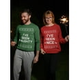 thumbnail image 4 of Naughty & Nice Sweatshirt Men Women Couple Matching Ugly Christmas Sweater Style Nice Red Small / Naughty Green XX-Large, 4 of 6