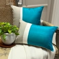 thumbnail image 6 of The HomeCentric Decorative Turquoise Pack of 2, 18"x18" (45x45 cm) Pillow Covers, Silk & Linen Patchwork & Colorblock Throw Pillows For Sofa, Solid Color Modern Style Easter - Turquoise Silkastic, 6 of 10
