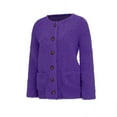 thumbnail image 5 of Elainilye Fashion Womens Sweater Coat Casual Plus Size Plush Sweater Pockets Outerwear Buttons Cardigan Coat,Purple, 5 of 9