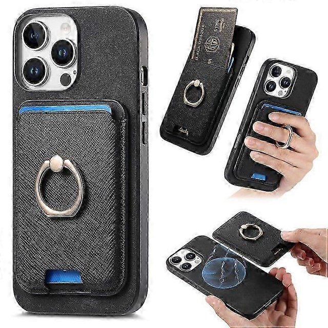 Funda magnética de cuero y TPU para iPhone 16 Pro Max con tarjetero desmontable.