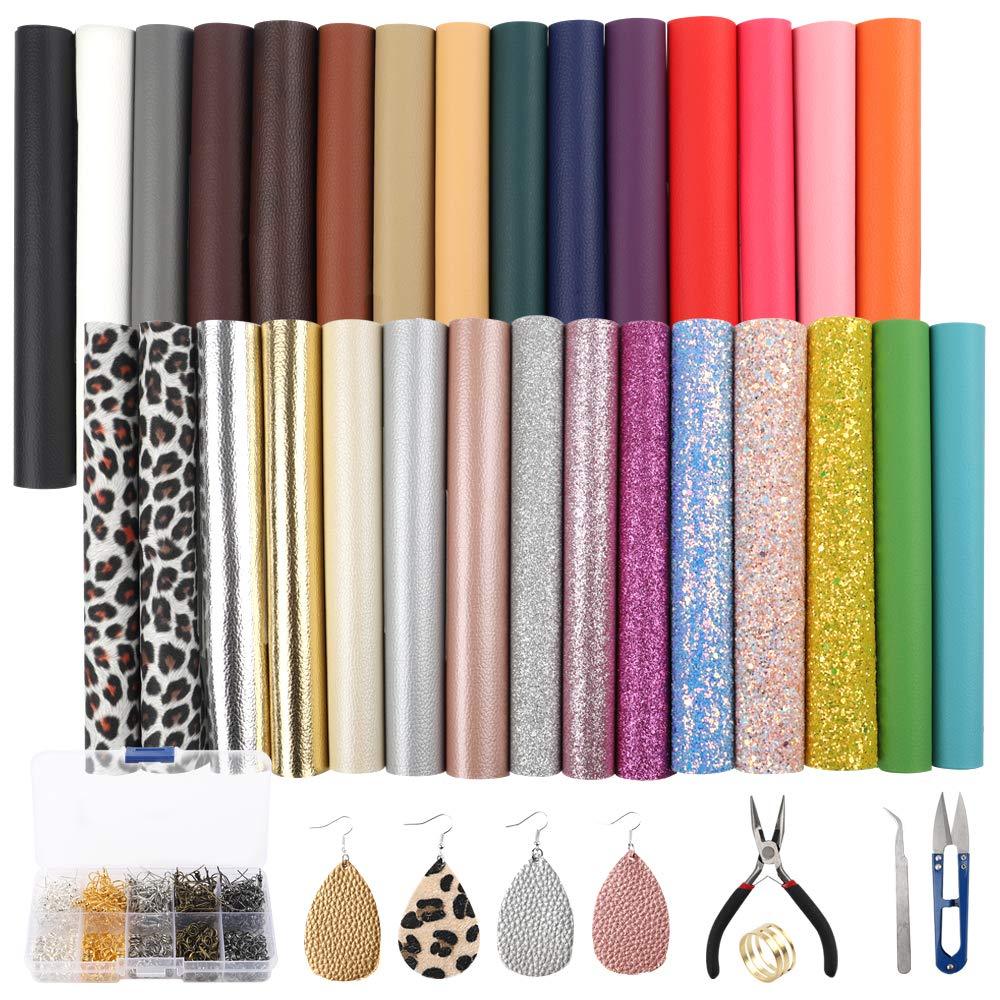 SGHUO 30pcs Leather Earring Making Kit Include 4 Kinds of Faux Leather Sheets and Tools for Earrings Craft Making Supplies - image 1 of 7