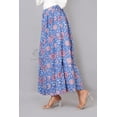 thumbnail image 6 of Women Blue Cotton Maxi Skirt, Boho Style Pink & White Floral Hand Block Print with Elastic Waist, XS, 6 of 6