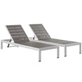 thumbnail image 1 of Modway Chaises Longues de Patio en Aluminium Shore Argent/gris (Ensemble de 2), 1 of 5